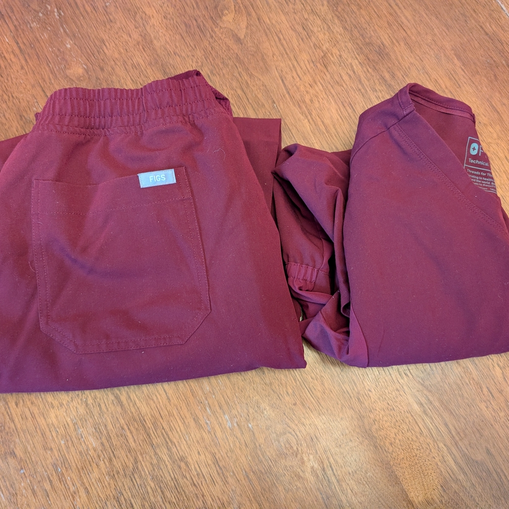 Figs Women's Maternity Scrubs, Maroon, Boot cut, Flattering Scrubs